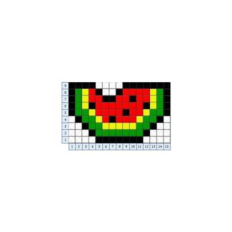 You can make it on 15x15 grid. Pixel Art 15x15 Grid, 15x15 Pixel Art, Cute Pixel Art, Pixel Grid, Pixel Art Grid, Pix Art, Pixel Art, Make It, Watermelon