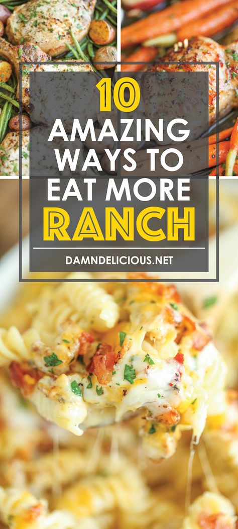 10 Amazing Ways to Eat More Ranch - Damn Delicious Ranch Dressing Recipes, Christmas Recipes Dinner Main Courses, Ranch Recipes, Eggs Healthy, Best New Recipes, Large Family Meals, Breakfast Recipes Sweet, Chicken Veggies, Christmas Recipes Appetizers