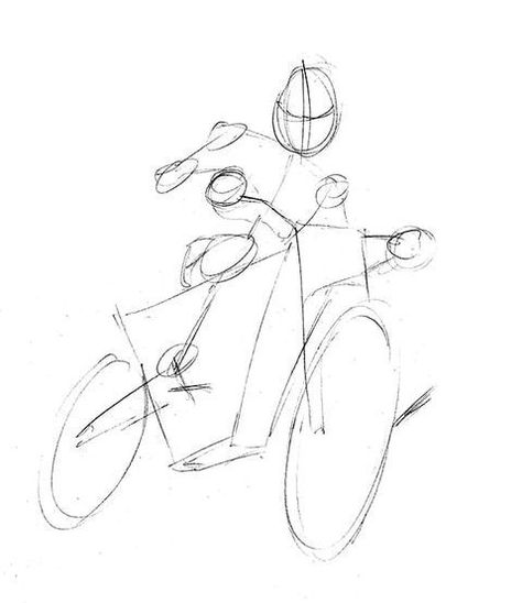 Motorbike Drawing, Simple Car Drawing, Motorcycle Drawing, Vw Art, Bike Drawing, Bike Sketch, Art Sketches Doodles, Want To Draw, Hand Drawing Reference