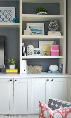 IKEA hack- how to create a built in out of IKEA cabinets and shelves Ikea Built In, Cabinets And Shelves, Ikea Wall, Ikea Kitchen Cabinets, Ikea Shelves, Diy Ikea Hacks, Diy Ikea, Ikea Cabinets, Built In Bookcase