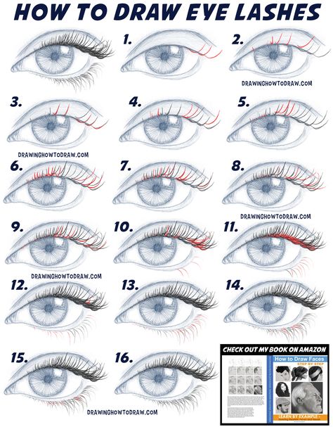 Step By Step Eyelashes Drawing, Eyelashes Digital Art Tutorial, Pencil Eye Drawing Step By Step, How To Draw Eyelashes Easy, Digital Eyelashes Tutorial, Digital Art Eyelashes, How To Draw Female Eyes Step By Step, Painting A Face Step By Step, How To Draw A Eyelashes