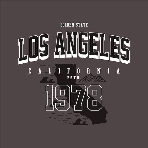 Los angeles california abstract graphic,... | Premium Vector #Freepik #vector #urban-style #urban #city-illustration #retro-city Los Angeles Tshirt, Los Angeles Logo, California Logo, Retro City, Surf Logo, Graphic Typography, Los Angeles Print, Long Board, Los Angles