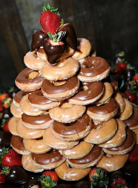 ideas for grooms cakes | donut grooms cake | Wedding ideas Doughnut Christmas Tree, Krispy Kreme Cake, Chocolate Grooms Cake, Tree Dessert, Groom Cakes, Wedding Donuts, Grooms Cakes, Donut Cake, Doughnut Cake