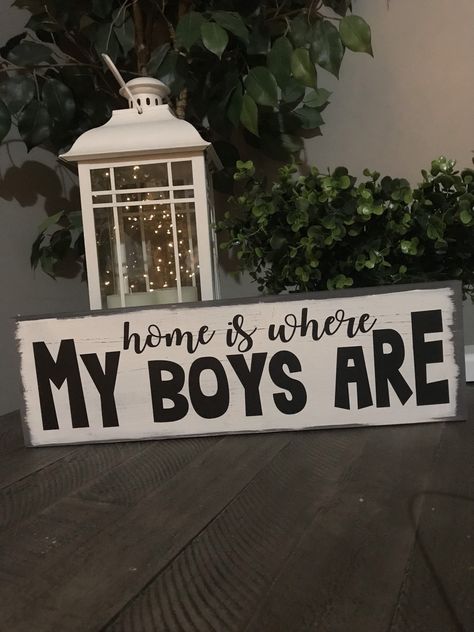 Excited to share this item from my #etsy shop: Home is where my boys are sign, family sign, home sign 5.5 x 18, white, black, gray, mom sign, kid sign, parents sign, where home is, boys You And Me Sign, Scrabble Board, Scrabble Wall, Scripture Signs, Paint Combinations, Scrabble Letters, Kids Signs, Family Sign, Gps Coordinates