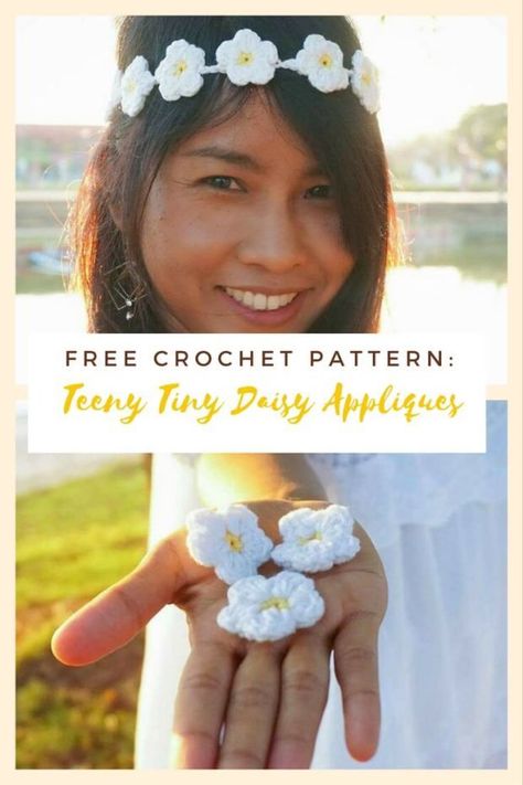 Daisy Applique, Crochet Hairband, Crochet Headband Pattern Free, Daisy Headband, Beginner Crochet Tutorial, Crochet Headband Pattern, Cozy Crochet, Crochet Daisy, Aesthetic Ideas