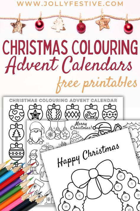 Countdown To Christmas Printable, Coloring Advent Calendar, Christmas Advent Calendar Printable, Advent Coloring Pages Free Printable, Countdown Calendar Printable, Xmas Countdown, Advent Calendar Fillers, Homemade Advent Calendars, Christmas Advent Calendar Diy