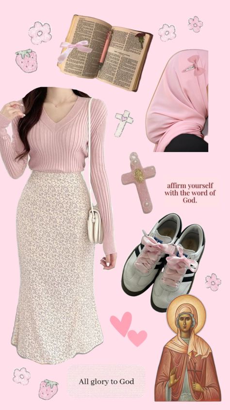 #modestfashion #modesty #jesuslovesyou #orthodox #christiangirlaesthetic #cross #pink #pinkaesthetic #jesuslovesyou #christianveiling Christian Fashion Modesty, Modest Outfits Aesthetic, Christian Outfits Modesty, Christian Modest Outfits, Christian Girl Outfits, Modest Christian Clothing, Cute Church Outfits, Convention Outfits, Outfit Modest