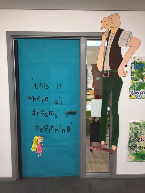 BFG door display Bfg Classroom Door Decoration, Bfg Display, Book Week Door, Book Door Decorations, Reading Month Ideas, Book Week 2022, Georges Marvellous Medicine, Book Week Ideas, Book Door