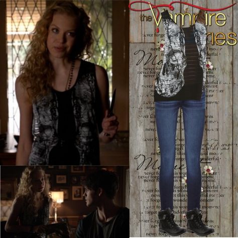 #tvd #thevampirediaries #tvshow #polyvore #set #outfit #liv #livparker Dominoes Costume, Liv Parker, Olivia Parker, Parker Outfit, Vampire Diaries Outfits, Vampire Clothes, Fandom Outfits, Outfits Polyvore, Beauty Skin Care Routine