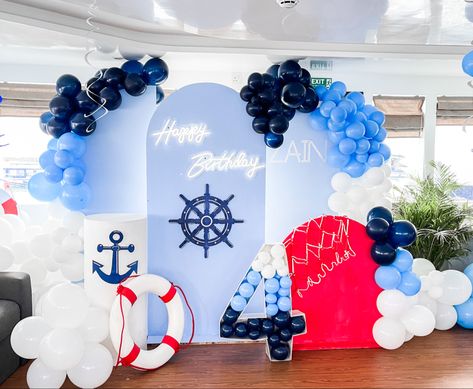 Sailor Decoration Party, Nautical Cakes Ideas, Nautical Backdrop, Nautical Baby Shower Boy, Birthday Setup, Sailor Birthday, Sailor Theme, Nautical Birthday Party, Nautical Party Decorations