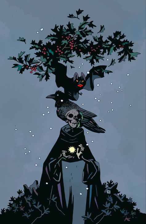 Mignola Hellboy, Mignola Art, Crows Art, Gothic Illustration, Winter Court, Mike Mignola Art, Mike Mignola, Crow Art, Graphic Novel Art