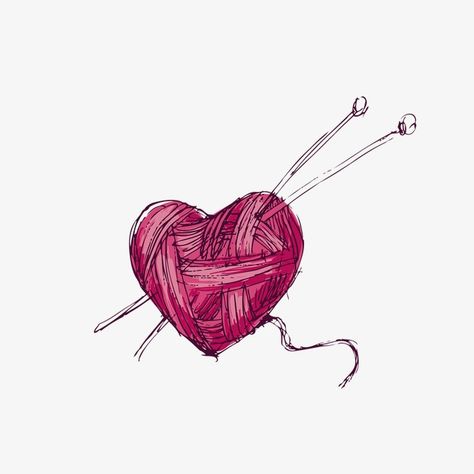 Hand Drawing Heart, Knitting Tattoos, Yarn Tattoo, Knitting Tattoo, Drawing Heart, Knitting Quotes, Knitting Art, Crochet Skirt Pattern, Knitting Humor