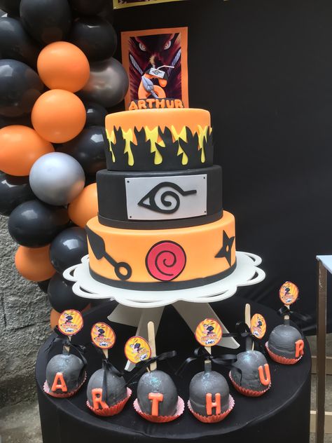 Naruto Cake Ideas Birthdays, Anime Birthday Cake Ideas, Naruto Party Ideas, Naruto Cake, Bolo Naruto, Naruto Birthday, Anime Birthday, Anime Cake, Naruto Sharingan