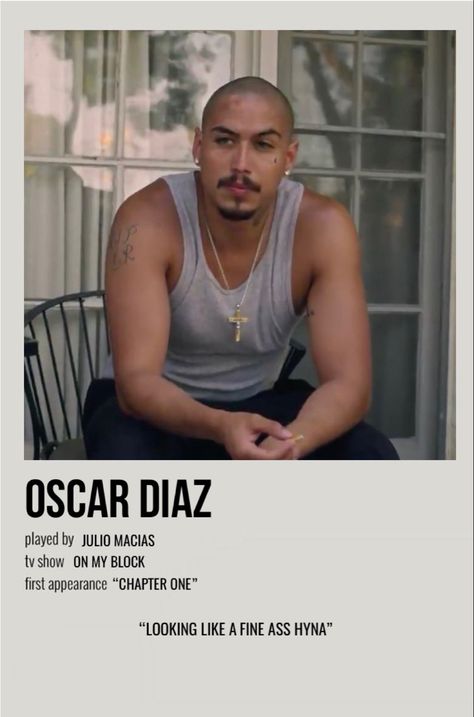 minimal polaroid character poster for oscar diaz from on my block Oscar And Cesar Diaz, Oscar Santos On My Block, Spooky On My Block Wallpaper, Oscar Diaz Spooky, Oscar From On My Block, Oscar Spooky Diaz, Cesar From On My Block, Spooky Diaz, On My Block Poster