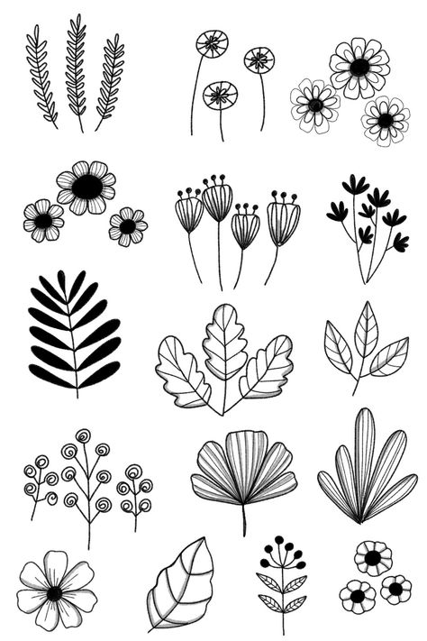 Simple Flower Drawing How To, Line Art Floral Pattern, Easy Doodle Art Flower, Flower Doodles Simple, Abstract Flowers Drawing, Simple Flower Design Pattern, Basic Flower Drawing, Flower Line Drawing Simple, Line Art Drawings Flowers