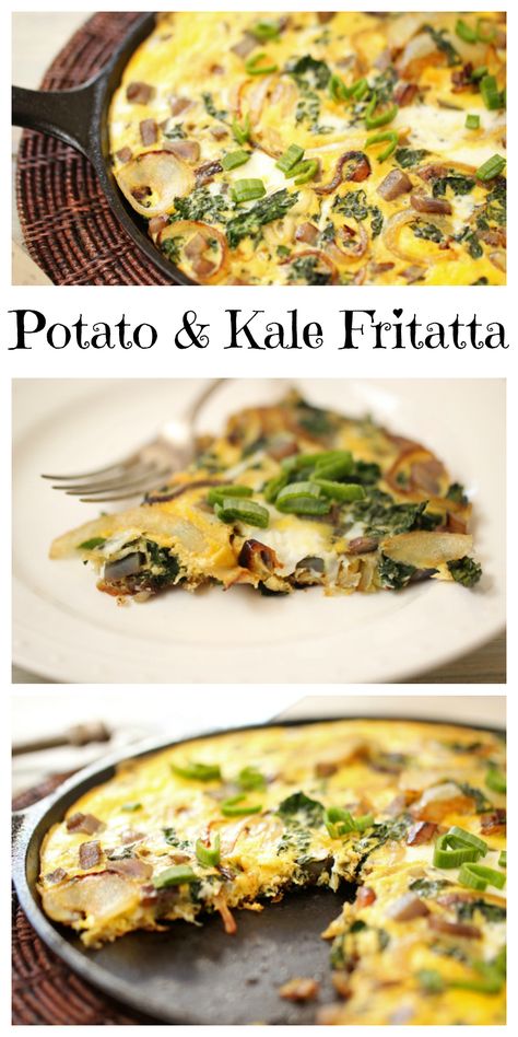 potato and kale frittata Vegetariese Resepte, Kale Frittata, Grain Free Breakfast, Csa Box, Free Range Eggs, Healthy Gourmet, Healthy Ground Beef, Healthy Breakfasts, Best Gluten Free Recipes