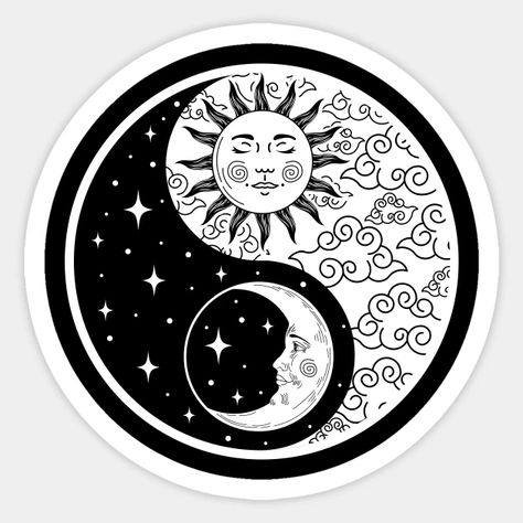 Sun Moon Symbol, Yin Yang Sticker, The Office Stickers, Moon Symbol, Irish Tattoos, Moon Symbols, Moon Pattern, Color Art, Dark Color