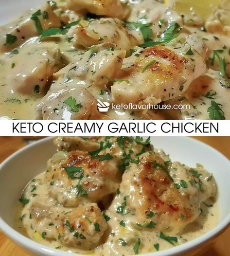 Keto Creamy Garlic Chicken – Keto Easy Recipes Low Carb Chicken Sauce, Creamy Garlic Chicken Keto, Keto Chicken And Noodle Recipes, Low Carb Garlic Chicken, Creamy Garlic Parmesan Mushroom Chicken (low Carb Keto), Keto Smothered Chicken Recipes, Low Carb Comfort Meals, Keto Cream Sauce For Chicken, Keto Recipes Low Calorie