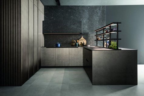 2019, Mittel Cucine, Kitchen,  I Naturali, Nero Greco,   1620x3240mm,  Laminam 12+,  Laminam 5+ Modern Marble Kitchen, Custom Kitchens Design, Custom Kitchens, Modern Kitchen Cabinets, Furnishings Design, Luxury Kitchen Design, Kitchen Marble, Kitchen Tiles Backsplash, Luxury Kitchens