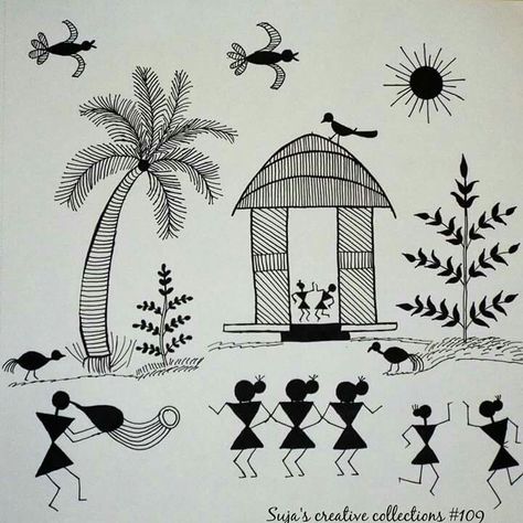 Warily Art, Queer Painting, Simple Bird Drawing, Warli Paintings, Worli Painting, Paintings For Home, Warli Painting, Warli Art, Flower Art Drawing