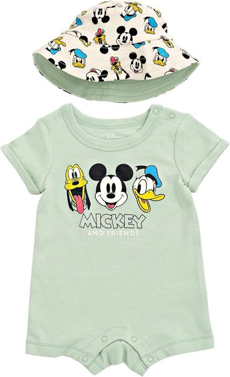 Amazon.com: Disney Lion King Mickey Mouse Winnie the Pooh Jack Skellington Lilo & Stitch Baby Romper & Bucket Sun Hat Newborn to Infant: Clothing, Shoes & Jewelry King Mickey, Mickey Mouse Outfit, Mickey Mouse Donald Duck, Baby Boy Clothes Newborn, Disney Lion King, Baby Boy Romper, Infant Clothing, Lilo Stitch, Boy Clothes