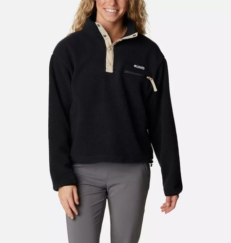 Women's Helvetia™ Cropped Half Snap Fleece Pullover | Columbia Sportswear Half Zip Fleece, Columbia Fleece, Cozy Pullover, Spirit Wear, Sweatshirts Online, Black Fleece, Columbia Sportswear, Half Zip, Pullover Sweatshirt