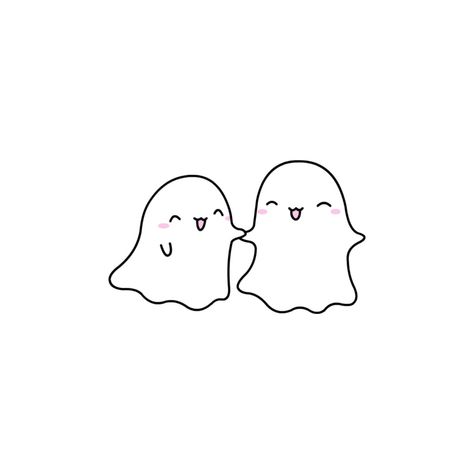 Mini Ghost Tattoo Couple, Cute Ghost Couple Drawing, Cute Doodles Ghost, Ghost Love Aesthetic, Gost Drawings Halloween, Ghost Couple Drawing, Couple Doodles Cute, Love Doodles Aesthetic, Ghost Doodle