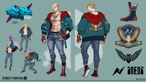 Ed Concept Art - Street Fighter 6 Art Gallery Street Fighter 6 Art, Martial Arts Anime, Super Street Fighter, Victory Pose, Street Fighter Characters, Street Fighter Art, Conceptual Illustration, Open Jacket, Game Concept Art