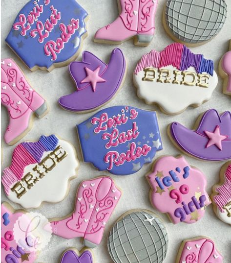 Disco Cowgirl Themed Bachelorette Ranch Bachelorette, Cowgirl Themed Bachelorette Party, Bachelorette Party Cookies, Cowgirl Cookies, Bachelorette Cookies, Cowgirl Bachelorette Parties, Bachelorette Planning, Themed Bachelorette Party, Bach Bash