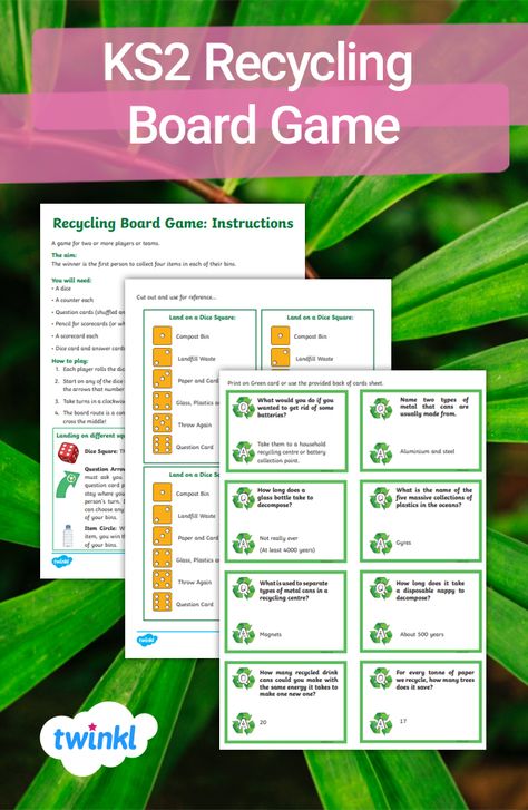 Recycling Activities Ks1, Recycling Games For Kids, Math Recycling Activities, Recycling Activities Grade 3, 3rs Recycle Poster, Recycling Games, Board Games For Kids, School Community, Compost Bin