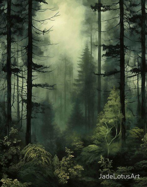 Dark & Moody Forest Painting - Perfect gift for lovers of Dark Academia or Dark Cottagecore  by JadeLotusArt | Redbubble  Embrace the enchanting allure of dark academia and moody aesthetics with captivating forest paintings. These retro artworks and moody art prints in vintage style bring an ethereal touch to your gallery wall, featuring nature scenes in deep emerald green. Perfect for lovers of dark cottagecore and elegant landscapes.  #ForestPainting #DarkAcademia #MoodyAesthetics #RetroArtwork #MoodyArtPrints #DarkCottagecore #VintageStyle #NaturePainting #GalleryWall #EtherealPainting #EmeraldGreen #LandscapePainting Dark Forest Watercolor, Deep Green Aesthetic Vintage, Deep Forest Painting, Spooky Forest Painting, Emerald Green Aesthetic Vintage, Dark Academia Green Aesthetic, Dark Painting Aesthetic, Crone Art, Dark Forest Painting