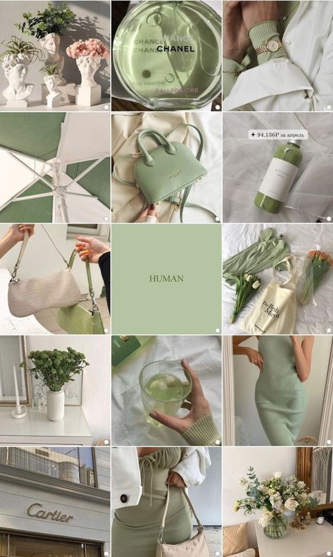 Sage Mint Green Aesthetic, Green Instagram Theme, Instagram Theme Ideas Color Schemes, Digital Planner Ideas, Instagram Feed Planner, Instagram Branding Design, Mint Green Aesthetic, Mood And Tone, Brand Color Palette