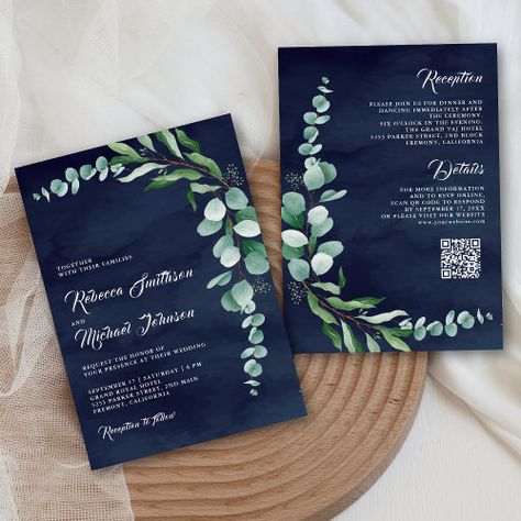 Pine And Navy Wedding, Navy And Sage Green Wedding, Navy Blue And Sage Green Wedding, Bohemian Plants, Navy Blue Wedding Cakes, Blue Silver Weddings, Rsvp Website, Blue Green Wedding, Teal Wedding Invitations