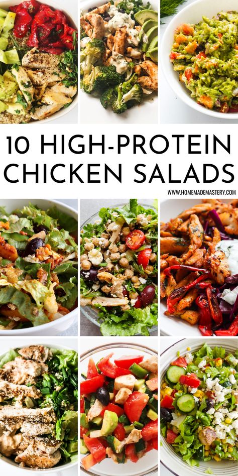 Budget Salad, Low Calorie Chicken Salad, Salads With Chicken, High Protein Chicken Salad, Protein Salad Recipes, Easy Healthy Chicken, High Protein Chicken, Low Calorie Salad, Healthy Chicken Salad Recipe