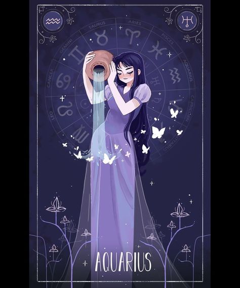 Aquarius Zodiac Sign Zodiac Signs Pictures, Aquarius Art, Planet Drawing, Zodiac Characters, Zodiac Cards, The Aquarius, Disney Princess Fan Art, Aquarius Sign, Planets Art