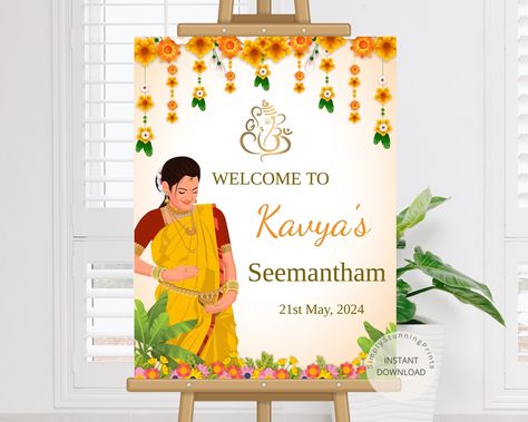 Buy Sreemantham Welcome Sign Indian Baby Shower Welcome Sign Godh Bharai Welcome Sign Baby Shower Decoration Editable Diy Welcome Poster Online in India - Etsy Welcome To Baby Shower Sign, Baby Shower Welcome Board, Simple Baby Shower Decorations, Baby Shower Wall Decor, Silver Rakhi, Indian Baby Showers, Baby Shower Deco, Indian Baby, Stage Decor