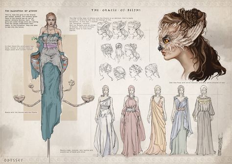 ArtStation - Oracle of Delphi 01-03, Runa Ivana Rosenberger Medusa Story, Feng Zhu Design, Oracle Art, Feng Zhu, Oracle Of Delphi, Game Logo Design, Greek Clothing, Greek Myths, Greek Mythology