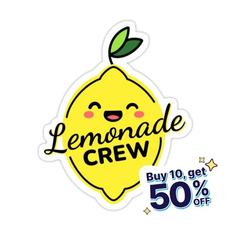 Decorate laptops, Hydro Flasks, cars and more with removable kiss-cut, vinyl decal stickers. Glossy, matte, and transparent options in various sizes. Super durable and water-resistant. Lemonade Crew Cute Lemonade Stand, Lemonade Logo, Lemonade Stand, Logo Sign, Sign Ideas, Lemonade, Sticker Design, Decorate Laptops, Kiss Cut