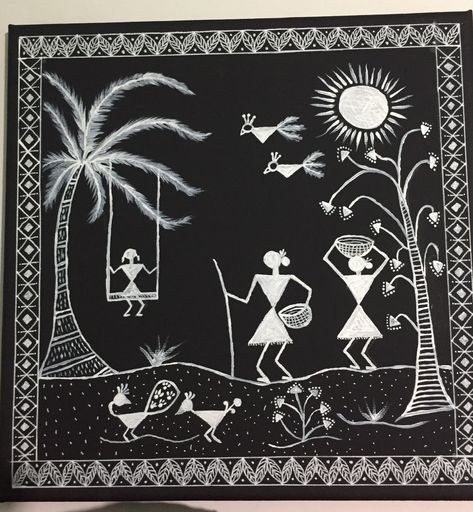 Warli Art Designs On Wall, Warli Art On A3 Sheet, Warli Art Designs On Paper, Warli Paintings On Canvas, Varali Art, Potrate Painting, Warli Painting Ideas On Paper, Varli Painting Art, Verli Art