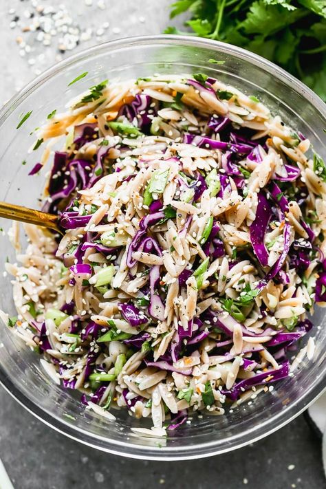 Cold Orzo Salad with Sesame - Cooking for Keeps Cold Orzo Salad, Asian Pasta Salads, Orzo Salad Recipes, How To Cook Orzo, Orzo Pasta Salad, Lime Vinaigrette, Cold Pasta Salad, Orzo Salad, For Keeps