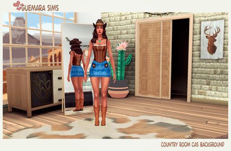 Country room CAS background | Patreon Sims 4 Country Cc, Cowgirl Wedding Dress, Background Country, Sims 4 Cas Background, Cas Background, Country Room, Sims 4 Cc Clothes, Cowboy Chaps, Country Jeans