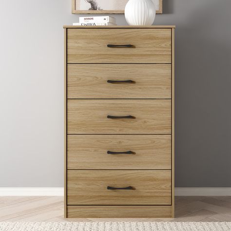 Mainstays Ardent 5 Drawer Dresser, Euro Oak - Walmart.com Espresso Dresser, Dressers Bedroom, Narrow Dresser, Transitional Dresser, Black Drawer Pulls, Black Drawers, 5 Drawer Dresser, 4 Drawer Dresser, Tall Dresser