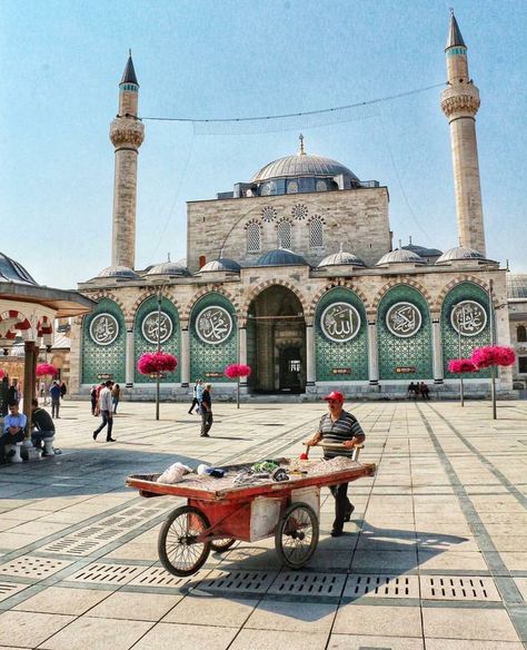 The Ottoman-built Selimiye Mosque located next to the Mevlana Museum in Konya. Mevlana Museum, Turkish Mosque, Islamic Paintings, Beach Photoshoot, Taj Mahal, Ottoman, Paintings, Building, Quick Saves