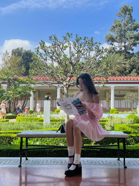 Pink Mary Janes Outfit, Getty Museum Outfit, Mary Jane Dress Outfit, Mary Jane Outfit, Mary Jane Shoes Outfit, Mary Janes Outfit, Museum Outfit, Getty Villa, Jane Dress