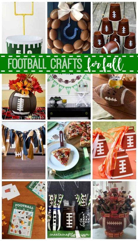 Fabulous Football Crafts for Fall Diy Outdoor Football Decor, Football Crafts For Adults, Football Season Decor Diy, Dollar Tree Football Decor, Diy Football Decorations, Football Craft Ideas, Football Crafts To Sell, Nfl Crafts Diy, Diy Football Crafts