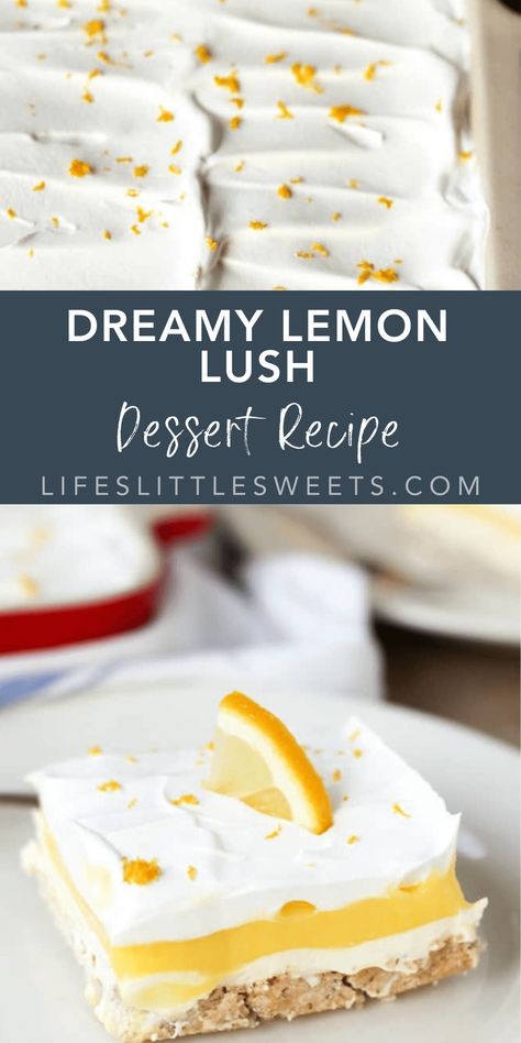 Lemon Lush Dessert Recipe, Lemon Lush Dessert, Lush Dessert, Lemon Lush, Pecan Crust, Lemon Cream Cheese, Food Innovation, Summer Picnics, Lemon Pudding