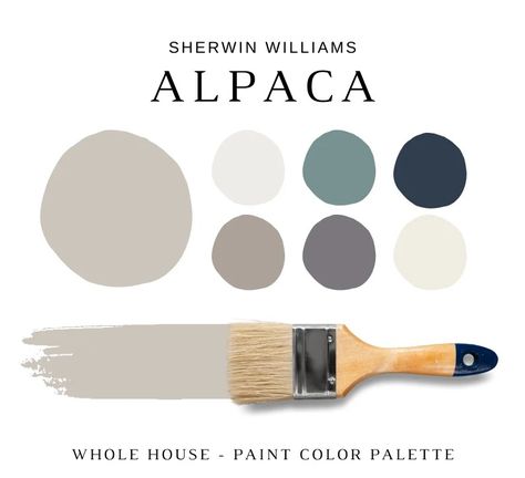 Sherwin Williams ALPACA Paint Palette, Modern Neutral Color Palette, Interior Wall Paint, Neutral Paints, Warm Gray Paint, Home Paint Colors - Etsy Alpaca Sherwin Williams Coordinating Colors, Alpaca Color Palette, Sherwin Williams Alpaca Color Scheme, Wall Paint Neutral, Sw Alpaca, Sherwin Williams Alpaca, Sherwin Williams Warm Neutrals, Alpaca Sherwin Williams, Paint Sheen Guide