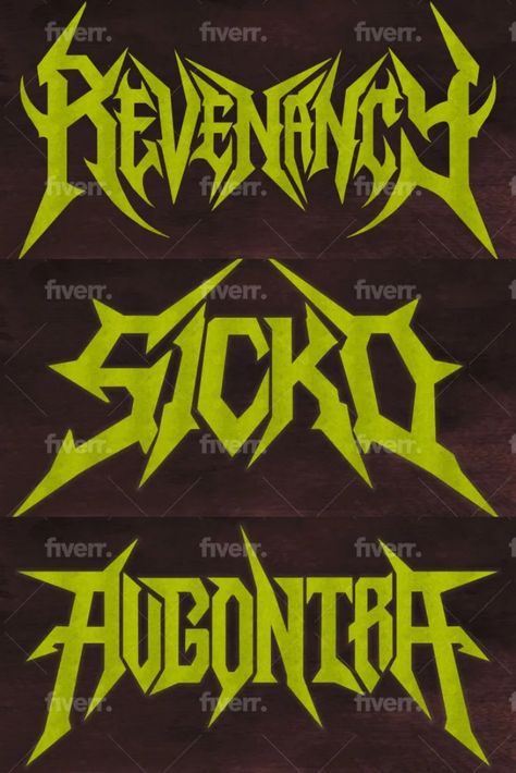 I will design a thrash metal and heavy metal logo Heavy Metal Lettering, Heavy Metal Logo Design, Heavy Metal Typography, Heavy Metal Design, Metal Logo Design Ideas, Metal Band Font, Heavy Metal Font, Gothic Writing, Metal Writing