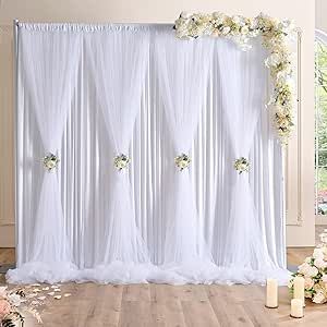 White Tulle Backdrop Curtains for Baby Shower Party Wedding Photo Drape Sheer Backdrop for Birthday Bridal Shower Photography Props 10 ft X 7 ft Simple Birthday Backdrop Ideas, White Tulle Backdrop, Sheer Backdrop, Drape Backdrop, Bridal Shower Photography, Tulle Backdrop, Backdrop Curtains, Shower Photography, Birthday Photography