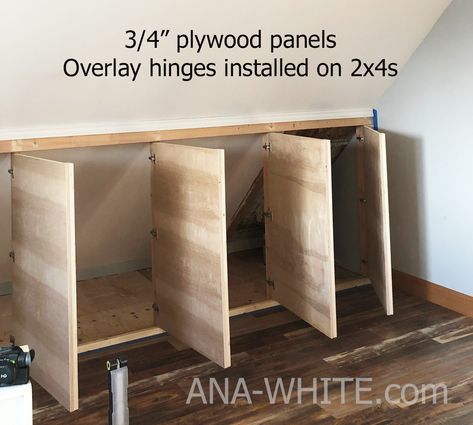 Knee Wall Closet, Attic Bedroom Storage, Eaves Storage, Ceiling Shelves, Attic Closet, Knee Wall, Slanted Ceiling, Loft Storage, Ceiling Storage